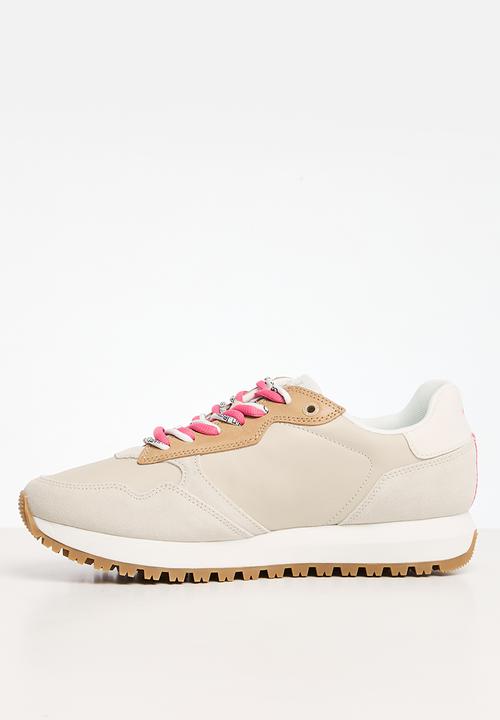 Calvin Klein - Toothy runner fluo contrast - eggshell/raspberry sorbet