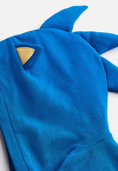 H&M - Appliquéed zip-through hoodie - blue/sonic the hedgehog