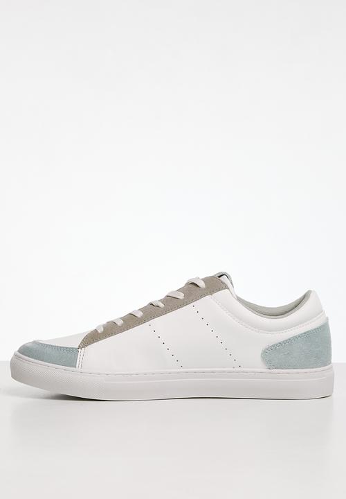 POLO - Perforated side flash pu sneaker - white & blue 