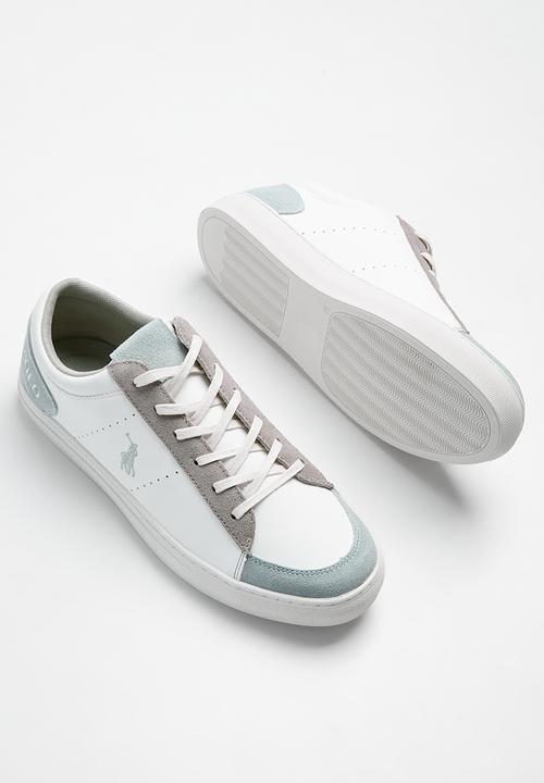 POLO - Perforated side flash pu sneaker - white & blue 