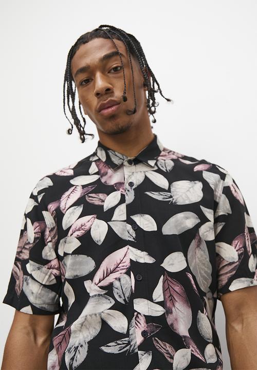 STYLE REPUBLIC - Leaf print short sleeve viscose shirt - multi