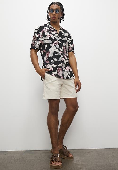STYLE REPUBLIC - Leaf print short sleeve viscose shirt - multi