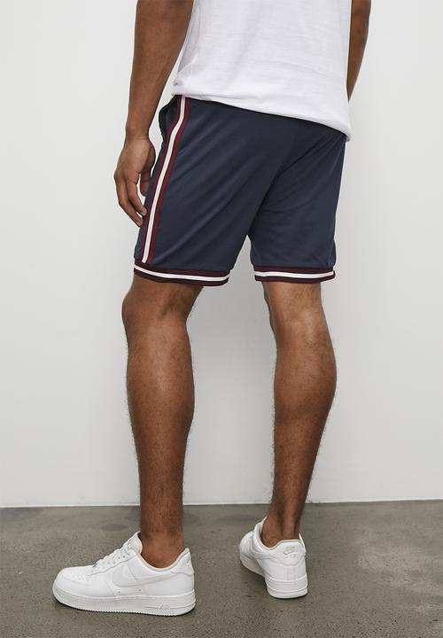 STYLE REPUBLIC - Grant fashion basketball fleece grant short - navy & plum