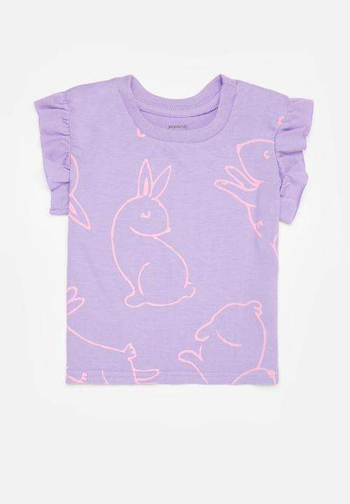 Pop Candy - 2Pk frill sleeve tee - lilac & pink