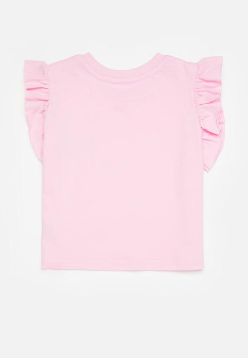 Pop Candy - 2Pk frill sleeve tee - lilac & pink