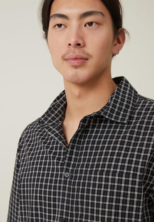 Cotton On - Eddie short sleeve shirt - black mini check