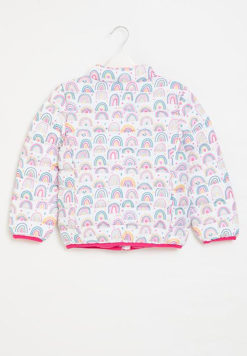 MINOTI - Girls basic rainbow puffa jacket - white