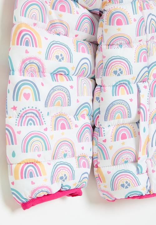 MINOTI - Girls basic rainbow puffa jacket - white