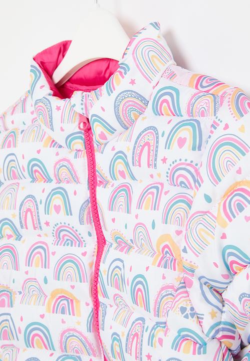 MINOTI - Girls basic rainbow puffa jacket - white