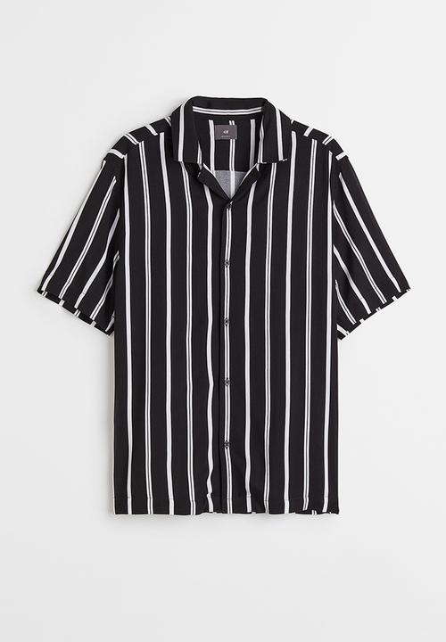 H&M - Patterned resort shirt - black/white striped
