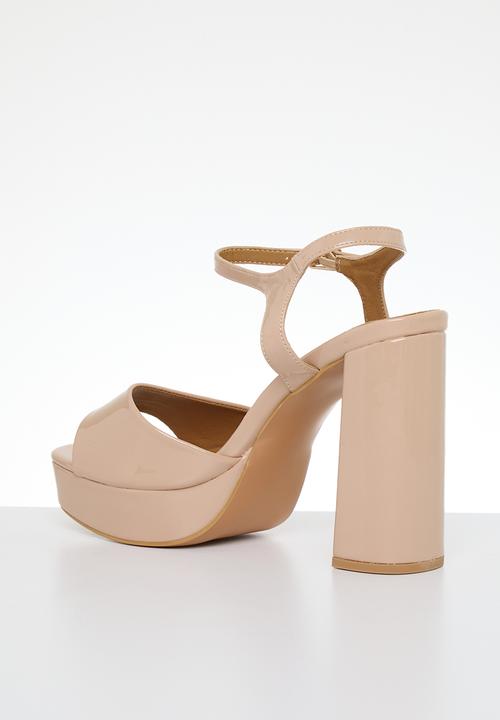 Madison® - Aubrey platform ankle tie blockheel sandal - ecru