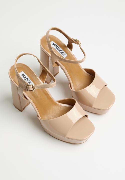 Madison® - Aubrey platform ankle tie blockheel sandal - ecru