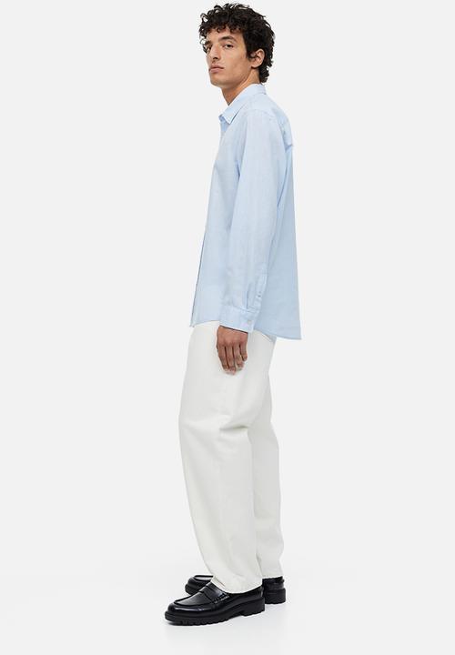 H&M - Regular fit linen-blend shirt - light blue