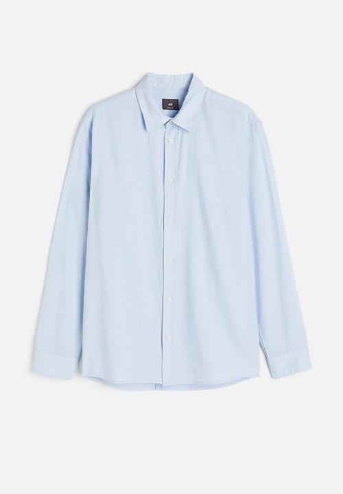 H&M - Regular fit linen-blend shirt - light blue