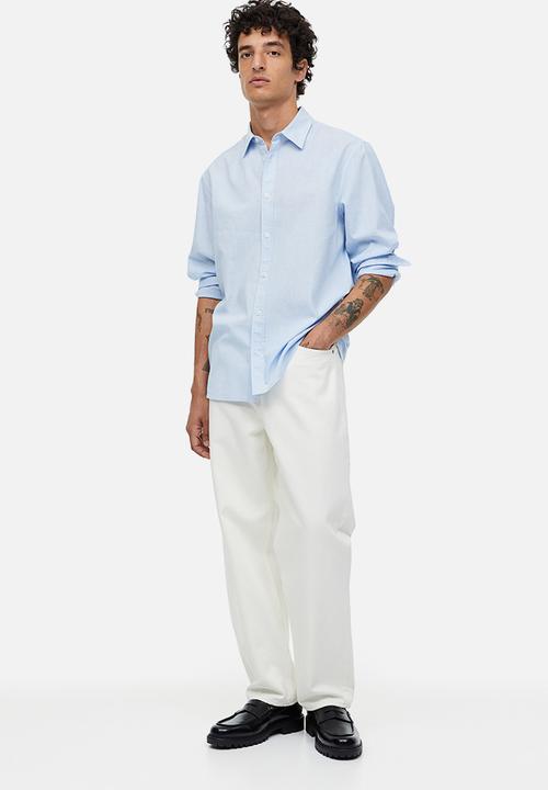 H&M - Regular fit linen-blend shirt - light blue