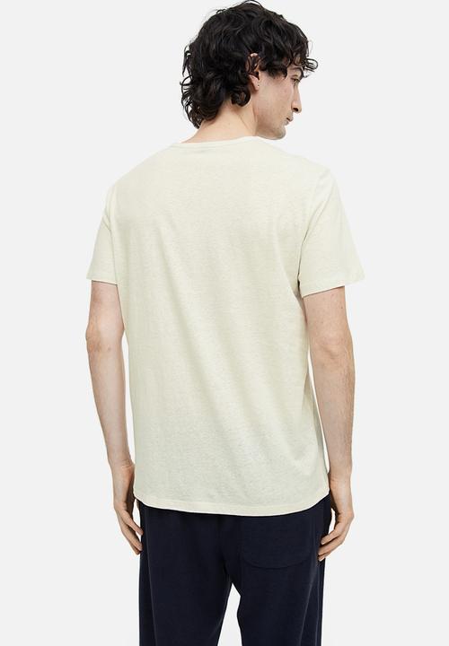 H&M - Regular fit linen-blend T-shirt - white