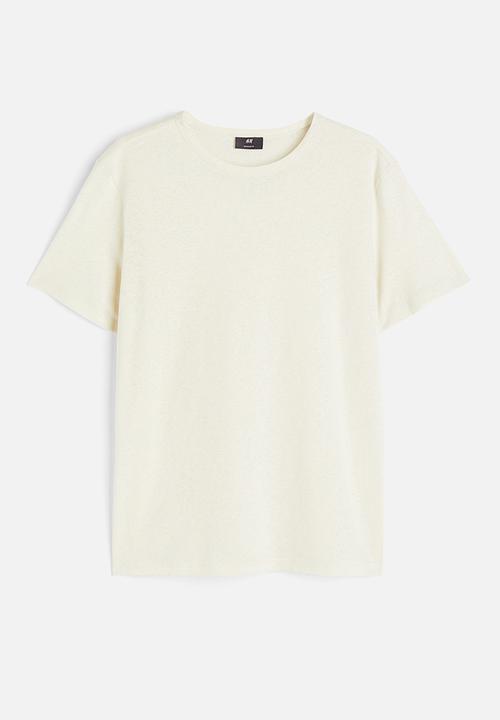H&M - Regular fit linen-blend T-shirt - white
