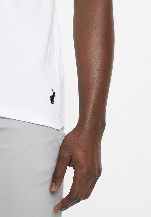 POLO - Mens short sleeve flock logo tee - white 