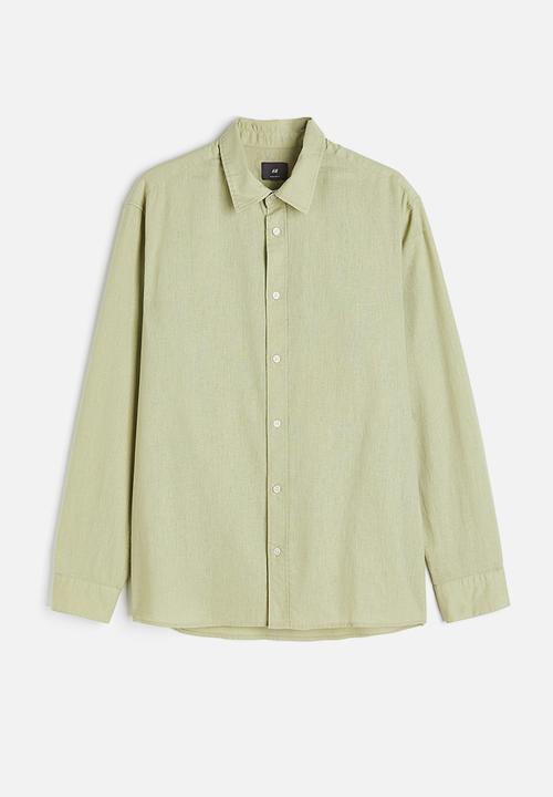 H&M - Regular fit linen-blend shirt - light green