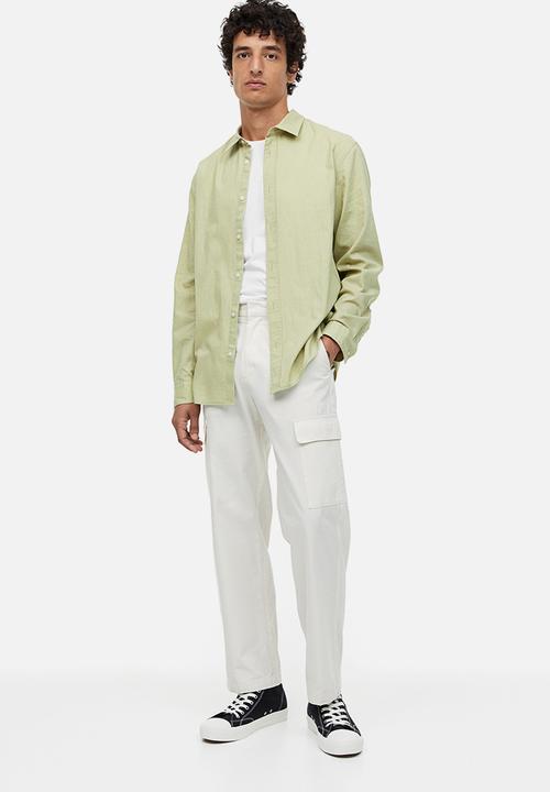 H&M - Regular fit linen-blend shirt - light green
