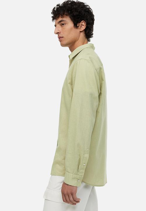 H&M - Regular fit linen-blend shirt - light green