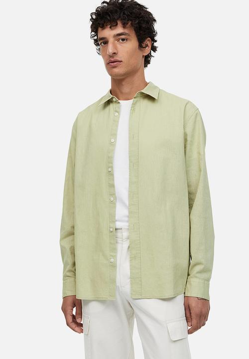 H&M - Regular fit linen-blend shirt - light green