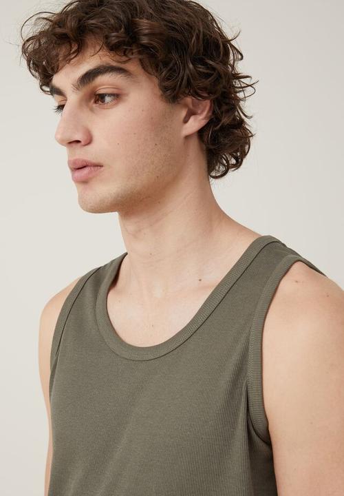 Cotton On - Loose fit rib tank - military