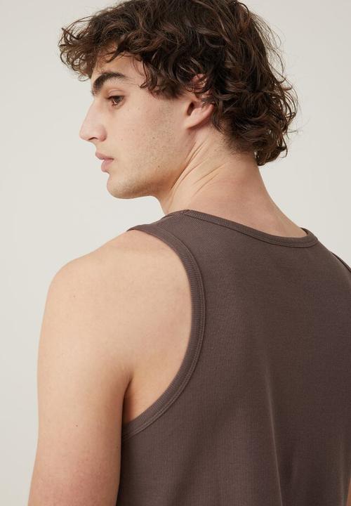 Cotton On - Loose fit rib tank - washed chocolate