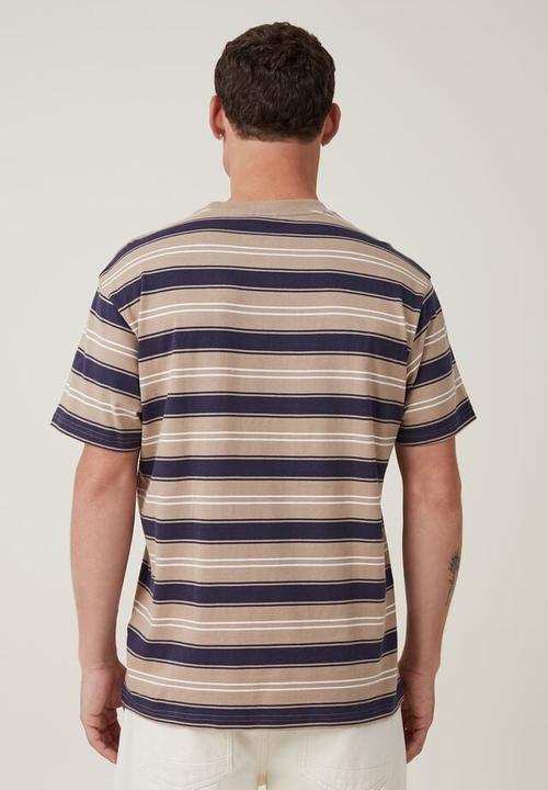 Cotton On - Loose fit stripe t-shirt - taupe everyday stripe