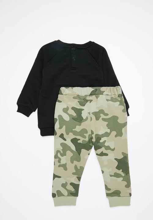 MINOTI - 2pc top & aop legging set - black/camo