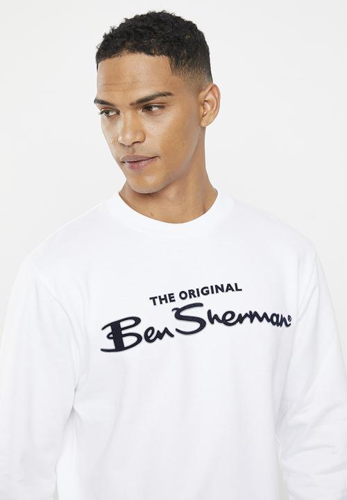 Ben Sherman - Signature flock crew sweater - white