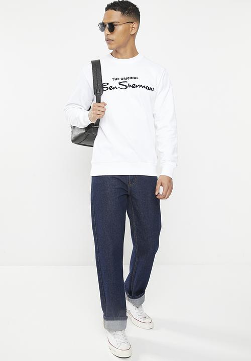 Ben Sherman - Signature flock crew sweater - white