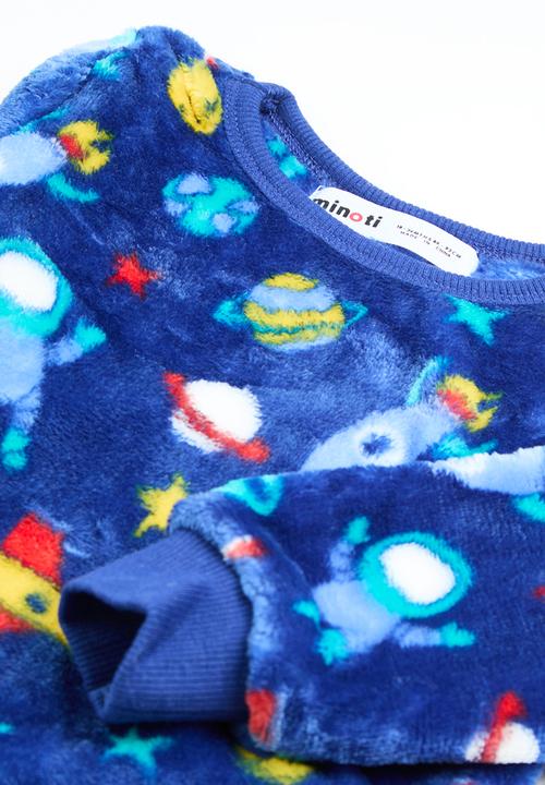 MINOTI - Boys 2pc space fleece pyjama set - blue