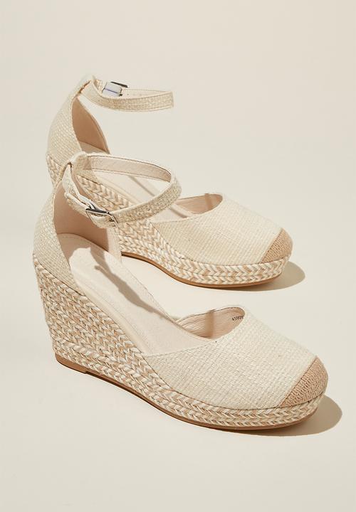 Cotton On - Chris closed toe espadrille heel - washed off white woven
