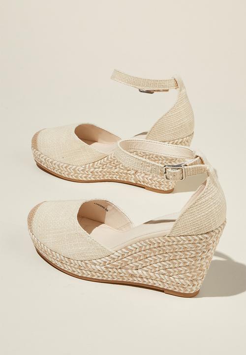 Cotton On - Chris closed toe espadrille heel - washed off white woven