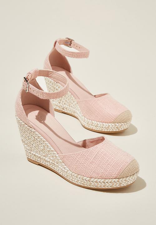 Cotton On - Chris closed toe espadrille heel - dusty pink woven