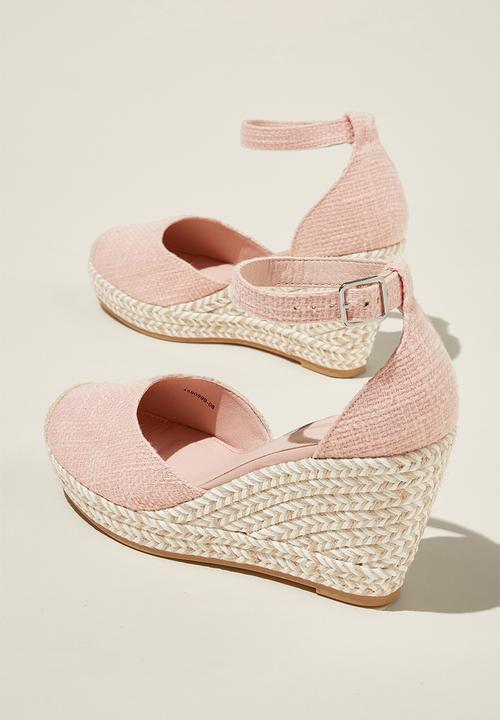 Cotton On - Chris closed toe espadrille heel - dusty pink woven