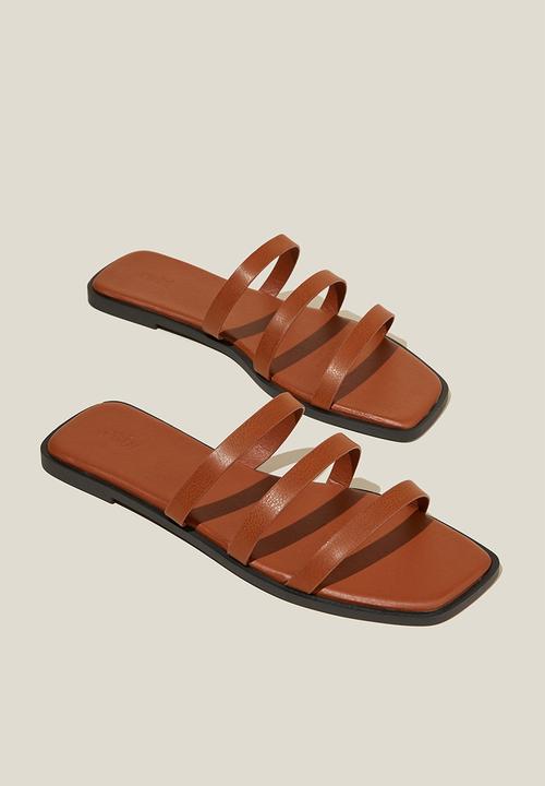 Cotton On - Burleigh triple strap slide - tan vegan leather