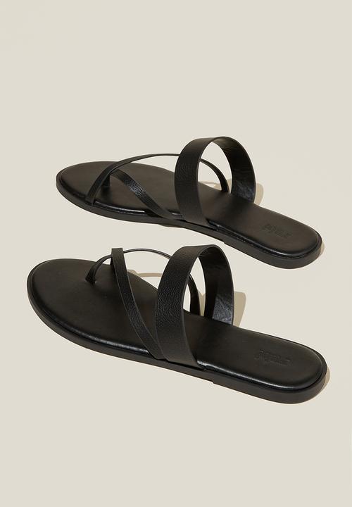 Cotton On - Anglesea toe post slide - black pebbled 