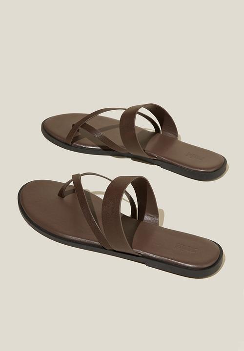 Cotton On - Anglesea toe post slide - choc pebbled