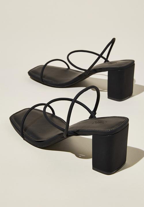 Cotton On - Billy tubular slingback block heel - black