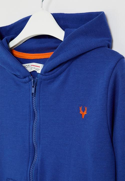 MINOTI - Boys royal basic emb fleece zip thru - blue