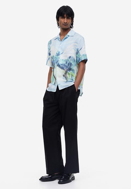 H&M - Regular fit short-sleeved lyocell shirt - blue,multi