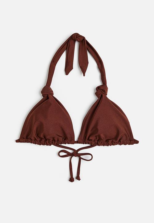 H&M - Padded triangle bikini top - dark brown 