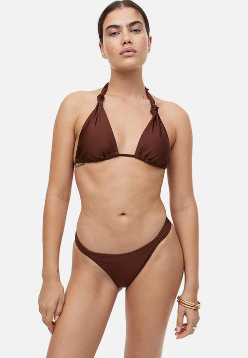 H&M - Padded triangle bikini top - dark brown 