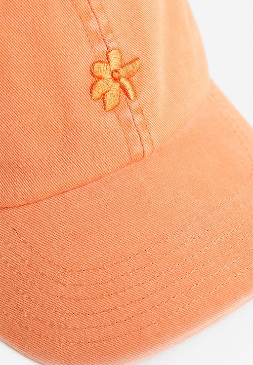 H&M - Embroidered motif cotton cap - pale orange flower