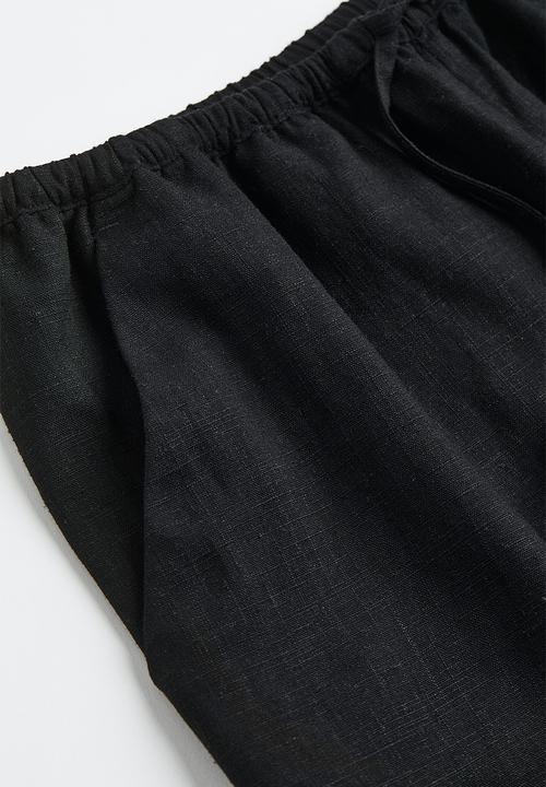 H&M - Linen-blend pull-on shorts - black