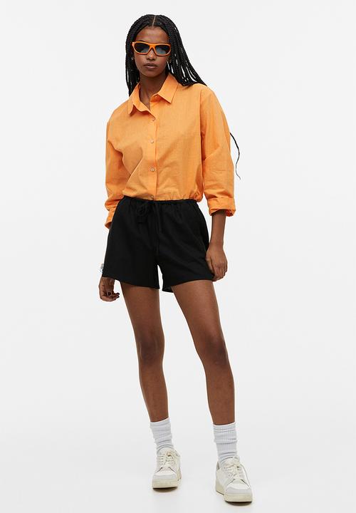 H&M - Linen-blend pull-on shorts - black