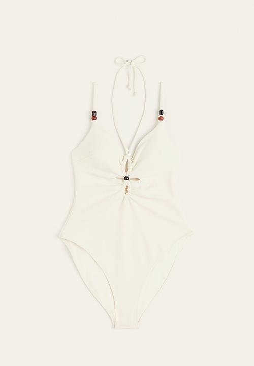 H&M - High leg swimsuit - cream 