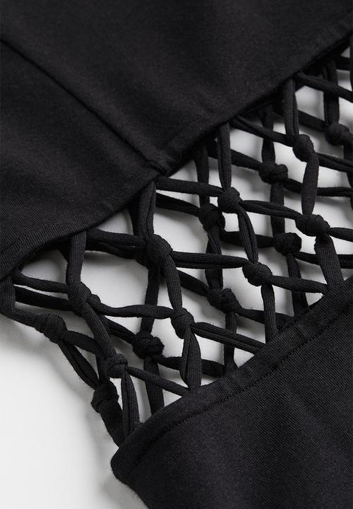 H&M - Fringe trimmed cut out dress - black